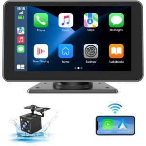 HAUXIY 7" HD Touchscreen with Mirror Link/Voice Control/Bluetooth	