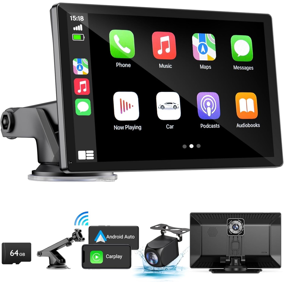 HAUXIY 9" Apple Carplay Smartscreen with 1080p Backup Camera Q9S